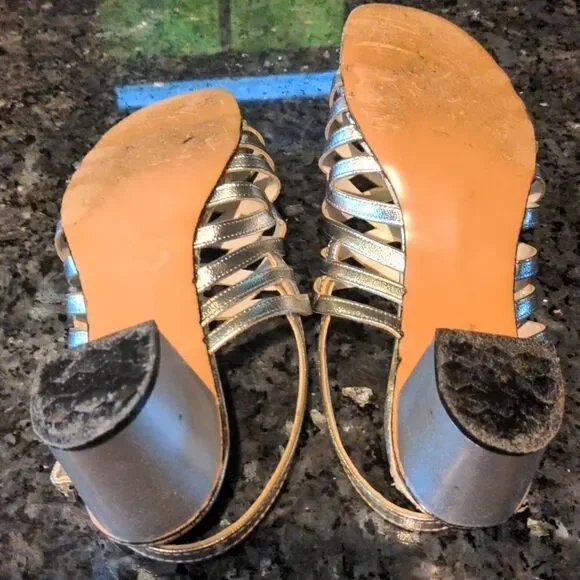 VTG Elegant Creations Silver Sandals Size 8.5 - Picture 7 of 12